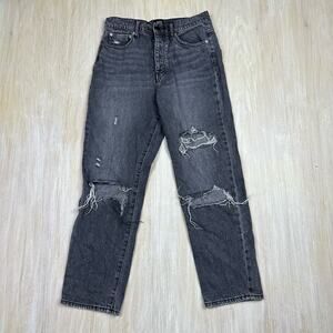 UO BDG High Waisted Button Fly Slim Straight Distressed Casual Edgy Jeans 28